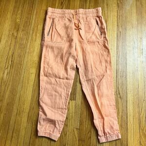 Athleta Pants Womens 14 Cabo Linen Orange Baggy 530642